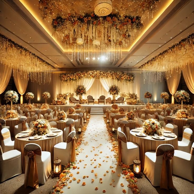 Chandelier and Floral Splendor